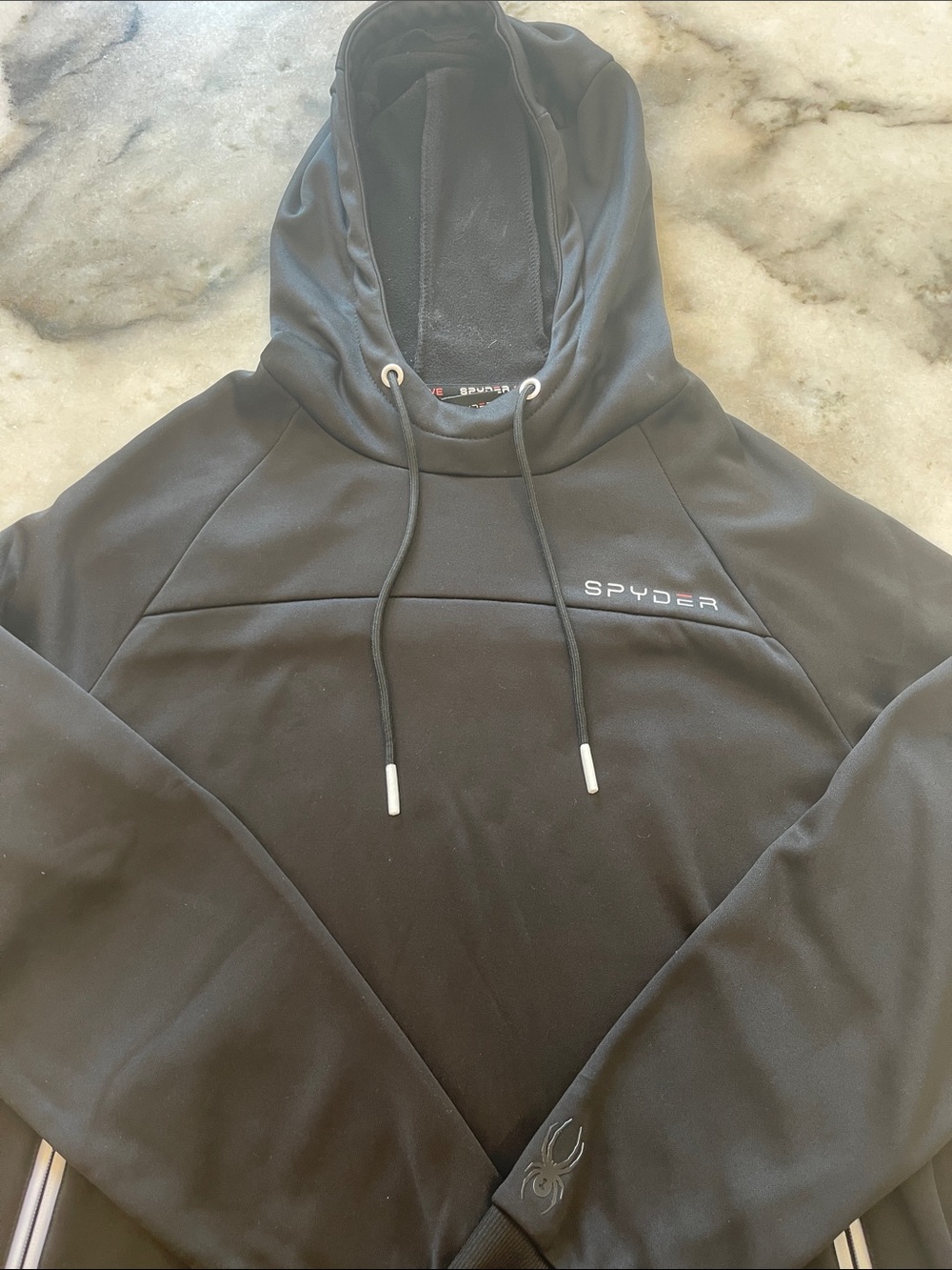 Spyder Black Hooded Performance Pullover (never worn)